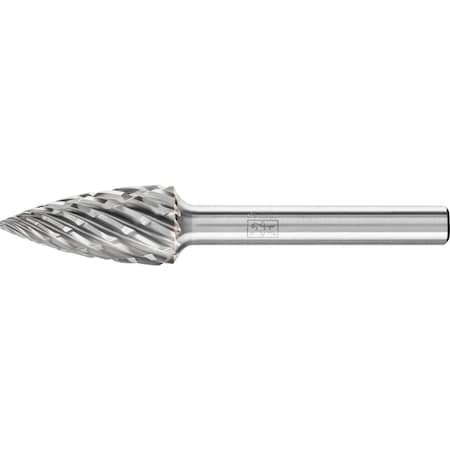 Pferd Carbide Bur - Tree Shape Pointed, STEEL Cut - 1/2" x 1" x 1/4" Shank - SG-5 24818